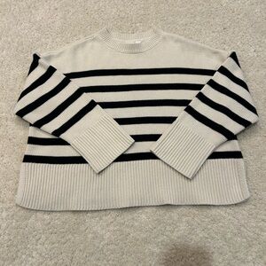 GAP Kids Girl’s Black and Cream Striped Sweater in Size L
